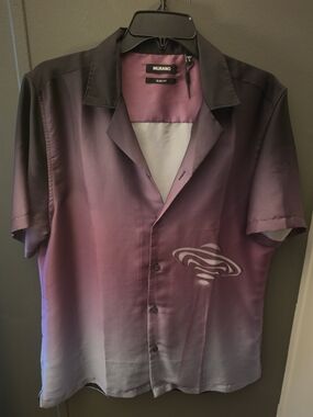 Murano Men's Purple Gradient Camp Collar Shirt